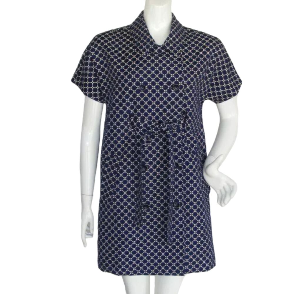 AXCESS Jacket, M, Blue/White, Sash Belt, Short sleeves, Double Breast, Pockets